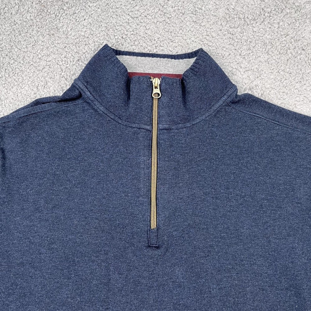 Robert Graham Pullover Mens L Blue Quarter Zip‎ Classic Fit Cotton Ribbed Trim